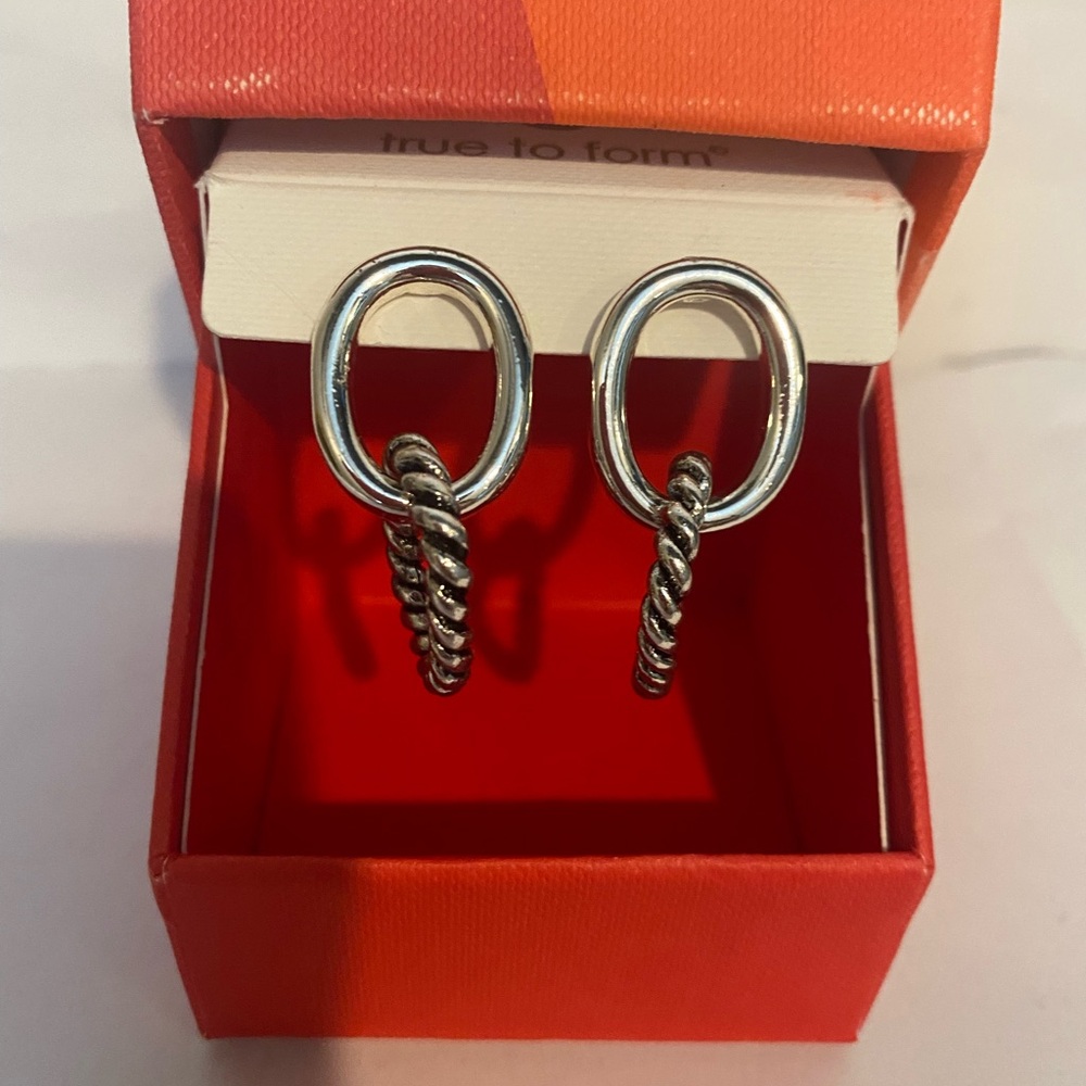 True to form cable chain link drop earrings silver